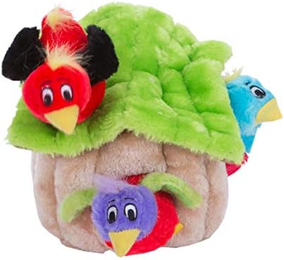 Outward Hound Kyjen 31009 Hide A Bird Dog Toys Interactive Plush Squeak 4 Piezas, Grande, Multicolor