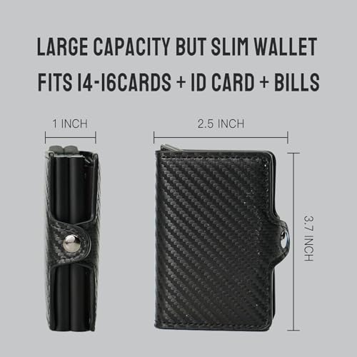 Genuine Leather Wallet for Men Slim Front Pocket RFID Auto Pop up Travel Thin Card Holder (Carbon Gray)4