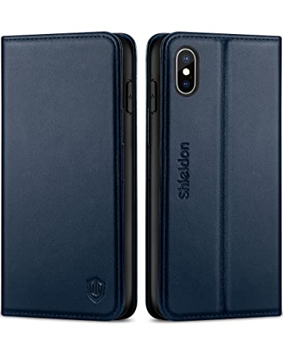 SHIELDON iPhone Xs Max Case, iPhone Xs Max Wallet Case, Genuine Leather Folio Magnetic Cover [Auto Sleep/Wake] [RFID Blocking] Card Slots Compatible with iPhone Xs Max (6.5