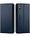 SHIELDON iPhone Xs Max Case, iPhone Xs Max Wallet Case, Genuine Leather Folio Magnetic Cover [Auto Sleep/Wake] [RFID Blocking] Card Slots Compatible with iPhone Xs Max (6.5" 2018 Release) - Dark Blue