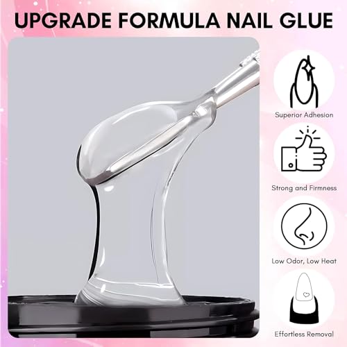 NAILWIND Solid Gel Nail Glue for Nail Tips Clear,Strong Adhesive Rhinestone Gel Nail Glue for Acrylic Nails Tips, Press on Solid Glue Gel, Nail Art Manicure Glue Gel, Need UV/LED Lamp Clear, 15 ml