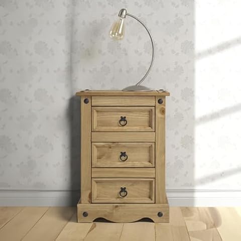 Furniture Dash Floor Cabinet with 3 Drawers Corona, Wooden Side Storage Cabinet, Nightstand Sideboard Buffet, Sofa Side Table, Ideal for for Living Room, Entryway, Office, Kitchen, Hallway- Brown Cover