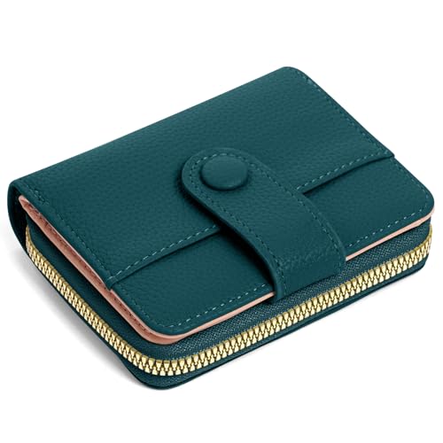 Adiwo Carteras de Mujer, Mini Cuero Monedero con Cremallera, Monedero Pequeño con RFID, Tarjetero con 5 Ranuras, Pequeño y Liviano, Diseño Minimalista, Fácil de Transportar（Azul Oscuro）