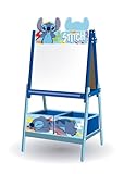 ARDITEX - Pizarra infantil de Disney Stitch con doble superficie para uso de tiza y rotulador y 2 contenedores textiles para almacenaje - 54x45x117cm - Contenedores de 24x30x15cm - Color azul