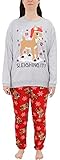 Rudolph the Red-Nosed Reindeer Women's 2-Piece Fleece Sweatshirt and Jogger Pajama Set, Medium Grey/Red