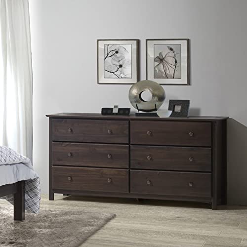 Grain Wood Furniture Shaker 6-Drawer Dresser, Solid...