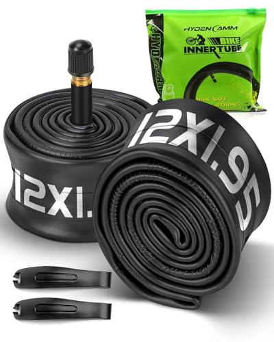 Hydencamm 2 Pack 12x1.75/2.125 Inner Tube 12x1.75 12x1.95 12x2.10 12x2.125 with 35mm Schrader Valve Butyl 12.5 x 1.95 Bike Tube with 2PCS Levers Compatible with MTB and Cruisers City Road Bikes