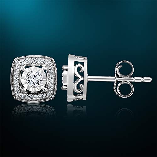 Natalia Drake 1/4 Cttw Square Diamond Earrings Studs For Women In Rhodium Plated 925 Sterling Silver Color H-I/Clarity I2-I3 #TOP2