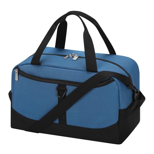 Image of Apenze Small Gym Bag 14 inch lightweight Carry On Mini Duffel Bag with D-Ring for Travel Sport - Blue