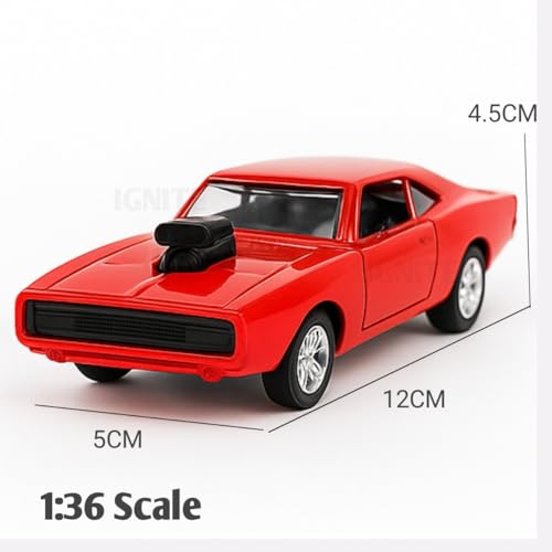 Image of 1:36 Scale Fast & Furious 7 Dodge Charger Toy Car - Die-Cast Alloy Pullback Model Vehicle with Openable Doors - Collectible Metal Racing Car Toy for Kids, Boys (Color As Per Stock)