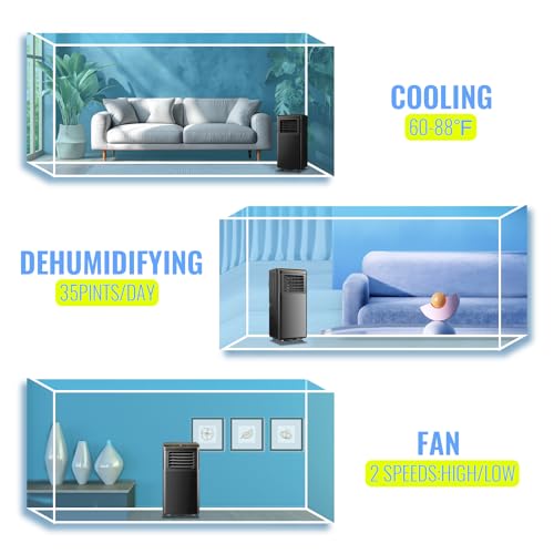 Image of 8000 BTU Portable Air Conditioner 3 In 1 Portable AC with Remote Control Dehumidifier, Fan Mode Suit for Room up to 250 Sq. ft Black