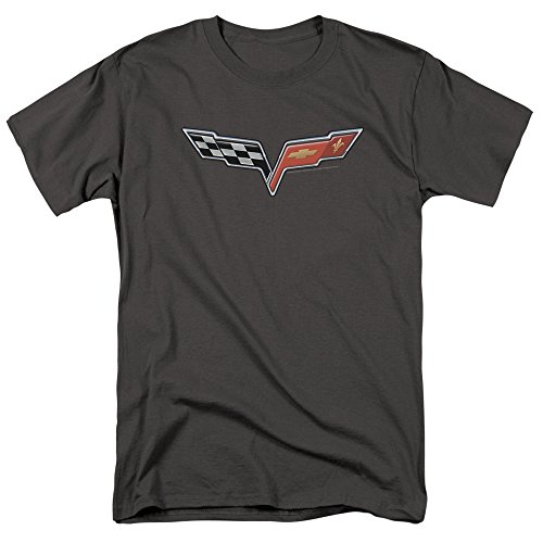 Popfunk Chevy Corvette Convertible Racing Logo GM Car T Shirt & Stickers (X-Large)