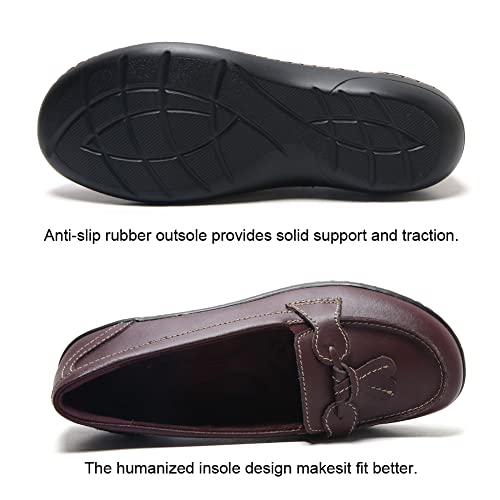 Image of Maichal Loafers for Women Slip On Comfort Leather Tassel Dress Shoes