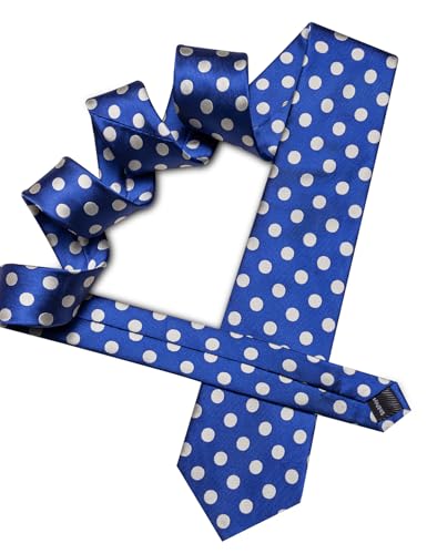 Image of Barry.Wang Ties for Men Silk Tie Sets Polka Dot Woven Necktie Pocket Square Cufflinks Business Wedding
