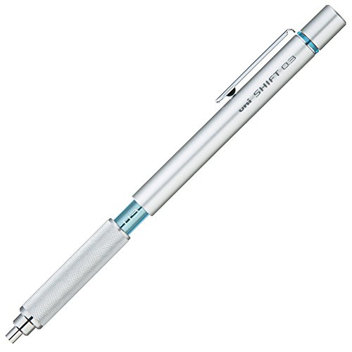 Image of uni Shift Pipe Lock Drafting Pencil, 0.3 mm, Silver Body with Light Blue Accent (M31010.26)