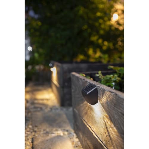 Galix Applique solaire murale 5 lm, lumière chaude, compacte et efficace pour baliser murs et clôtures