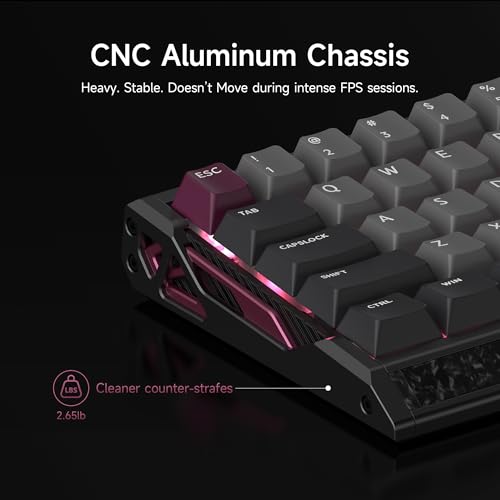 Image of IQUNIX EV63 Hall Effect Gaming Keyboard 60% | Magnetic X Ultra Switch, 0.01mm Rapid Trigger, 0.125ms Latency, 8kHz Polling, Adjustable Actuation, Aluminum with Forged Carbon for FPS(Violet)