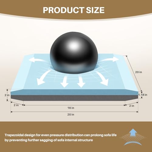 Image of Couch Cushion Support for Sagging Cushions 20''x20'', Two in One Sofa Cushion Support to Repair Sagging Seats, Lift Saggy Seats, Extend Couch's Life, Blue & Grey 1PCS