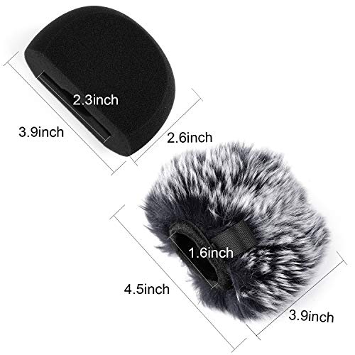 ChromLives Windscreen Microphone Wind Muff, Foam Wind Screen Wind Cover Compatible with Zoom H5 H6 Portable Handy Recorder Furry & Foam 2Pack - Thumbnail 4