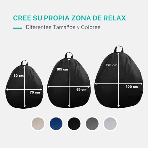 Miniatura 4 de Bananair - Puff Salon Con Relleno Incluído - Suave Y Cómodo - Funda Lavable A Máquina - Puff Pera Práctico Y Fácil De Transportar - Bean Bag Versátil, Puff Gamer, Niños 80 X 70 Cm, Negro