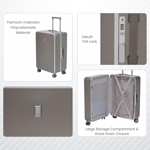 Image of SWISS MILITARY Black Gold Collection Hard PC Cabin & Check-in Luggage Trolley Set of 2 (55cm Small & 65cm Medium) Suitcase with TSA Lock, 360 Wheels, Ideal for International Travel (44L,70L) Gold