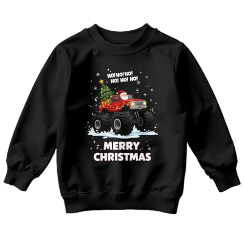 D&T Ho Ho Ho Merry Christmas Santa Monster Truck Kids Sweatshirt Holiday Pullover Jumper 5-6 Years Black