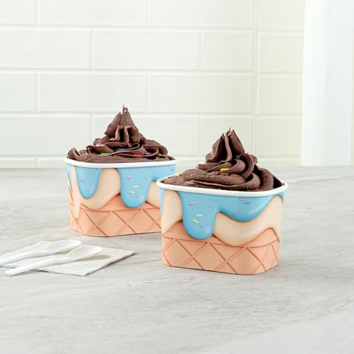 Image of Coppetta 12 Ounce Dessert Cups, 50 Greaseproof Ice Cream Cups - Lids Sold Separately, For Hot And Cold Foods, Frosty Delight Paper Yogurt Bowls, Disposable, Sturdy - Restaurantware