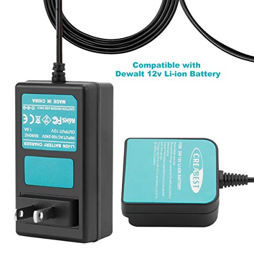 Creabest New 12V Charger Compatible with Dewalt 12V Li-ion Battery DCB120 DCB121 DCD710 DCF610 DCF815 DCL510 DCS310