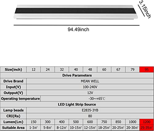 Rilewa Long Strip Wall Light Modern Outdoor Lighting Lamp, 110V 220V Hanging Led Lighting Fixtures，Ip65 Waterproof Anti Rust,For Garden Porch,Bedroom Bedside,Hallway (Warm White, 95Inch) #TOP6