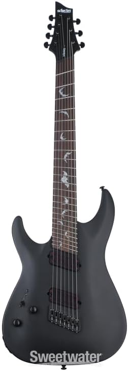 Schecter Damien-7 Multiscale LH Left-handed 7-string Electric Guitar - Satin Black