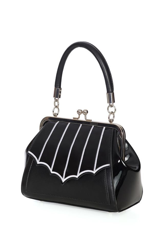 Banned Miss Foxy Bolso de mano de piel sintética estilo gótico retro bolso alternativo de ala de murciélago