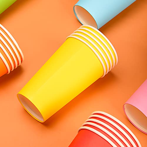 UNVOJL 36 Pieces 16 oz Paper Cups Large Paper Cups Disposable Party Cups Multicolor Drinking Cups for Holiday Wedding Birthday Party Supplies