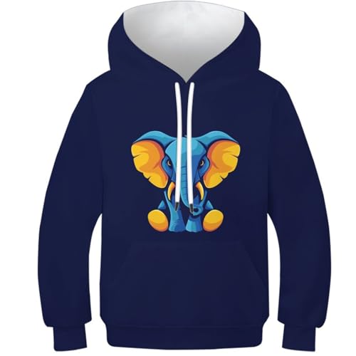 Sweat-shirt éléphant à capuche enfants imprimé : fini le froid avec les poches cordon