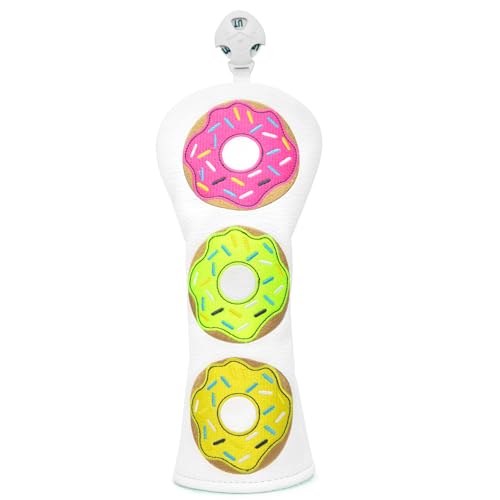 Golf Club Head Covers - Golf Driver Headcover/ 3 Wood Fairway Cover/Hybrid Headcover Head Covers - Donuts Style Premium Leather Driver Fairway Wood Rescue Head Covers Rotatable (for hybrids(1pc))
