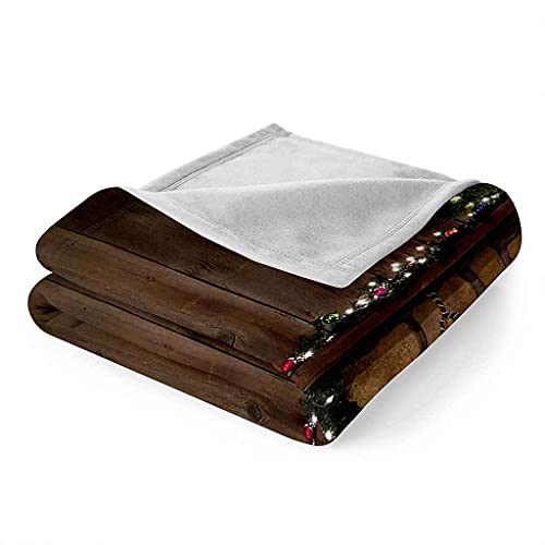 Couverture microfibre douce couronne de Noël verte plaid chaud 150x200cm