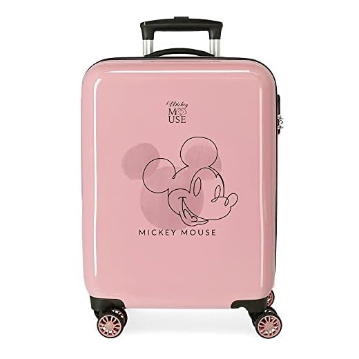 Disney Mickey Outline Maleta de Cabina Rosa 38x55x20 cms Rígida ABS Cierre de combinación Lateral 34L 2 kgs 4 Ruedas Dobles Equipaje de Mano