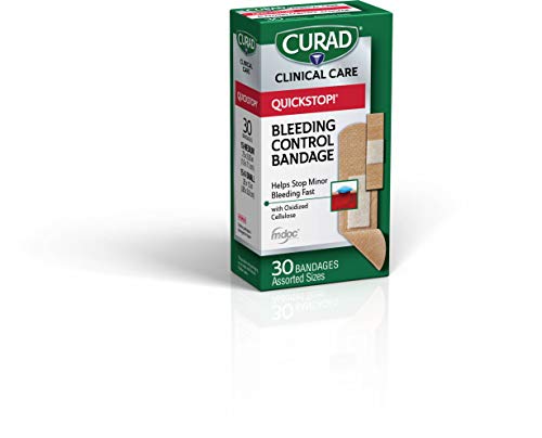 Curad Quickstop Instant Clotting Technology, Flex Fabric Bandages, Helps with Minor Bleeding, Assorted Sizes, 30 ct. (Pack of 3)