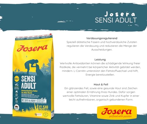 Josera Exclusive SensiAdult, Hundefutter, Trockenfutter, 12,5 KG + Goodie Quietsche Seppl