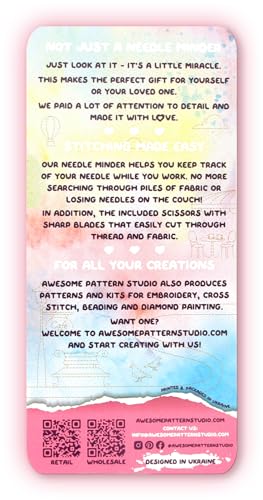 Image of Awesome Pattern Studio Needle Minder Set - Paris Magnetic Needle Minder + 2 Needle Threaders + Crane Scissors. Enamel Pin for Cross Stitch, Embroidery and Craft