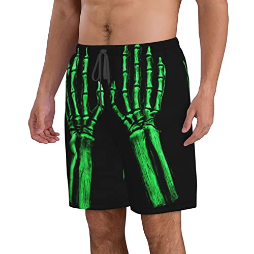 Skeleton Hand Glow in The Dark Men's Swim Trunks Quick Dry Beach Shorts with Pockets 3X-Large2
