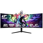 Gawfolk 49 inch Ultra-Wide Curved 1500R Gaming Computer Monitors, DQHD(5120×1440), 165Hz, 1MS, FreeSync, 120% sRGB, Built-in speaker PC Screen, HDMI2.1&DP1.4, Wall-mounted compatible 100*100mm- Black