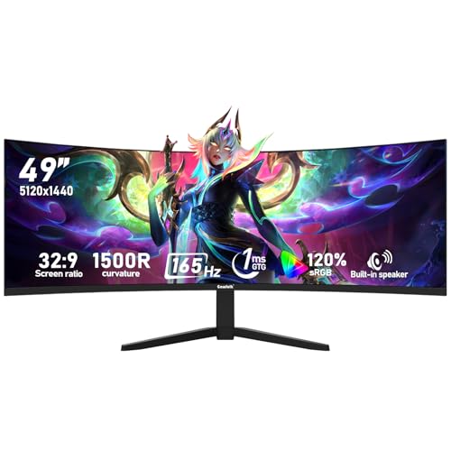 Gawfolk 124,5 cm (49 Zoll) Ultra-breiter gebogener 1500R Gaming-Computer-Monitor, DQHD (5120 × 1440), 165 Hz 1