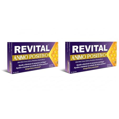 Revital Ánimo Positivo 30 Cápsulas - Pack de 2 Unidades - con Jalea Real, Rhodiola, Azafrán y Vitaminas B1, B6, B12 – Complemento Natural para el Estado de Ánimo y la Vitalidad