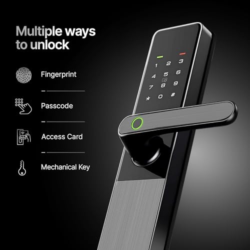 Image of QUBO Smart Door Lock Optima from Hero Group | 4-Way Unlocking | 4 Bolts | Fingerprint | RFID Access Card | Passcode | Key | 2-Year Warranty | Free Installation