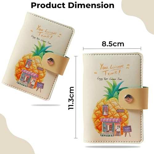 Image of Kraptick Card Holder Wallet - Slim Credit Card Holder, Visiting Card Organizer, Multi Slot Pocket Card Wallet with Secure Closure, Compact Travel Card Case (Pineapple)