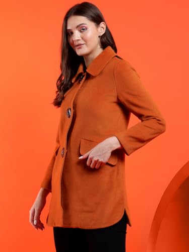 Image of KOTTY Womens Cotton Blend Standard Length Elegant Style Coat - Classic Style with Modern Detailing
