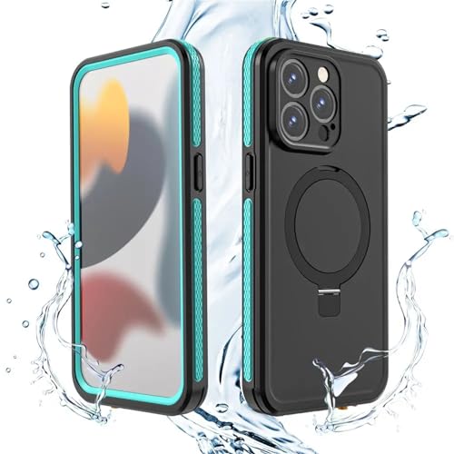 Coque iPhone 15 Pro antichoc MagSafe cyan sous-marine avec protection écran