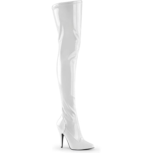 Pleaser Women's Seduce 3028 Ribbon Stretch Thigh Boot, Red, Size 6