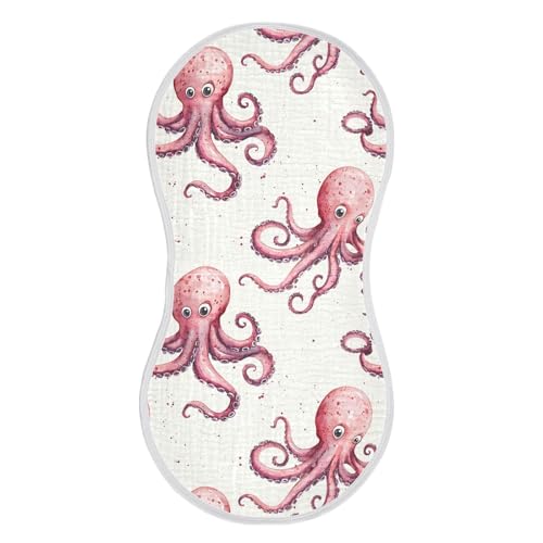vvfelixl Pink Octopus Burp Cloths for Baby Boy Girls Baby Washcloths Burp Rags 1 Pack
