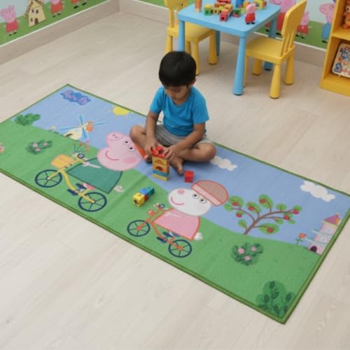 Image of Athom Living Kids Multicored Kids Runner Carpets 2x4.5ft, Anit-Skid (Peppa Pig Theme)